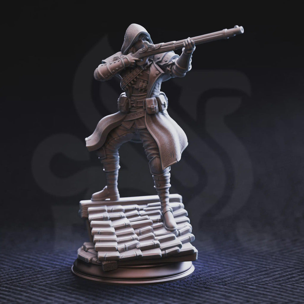 Richard “Sharpey” Pointer - Sharpshooter Rogue Miniature | Fantasy D&D Miniature | Hero, Villain or NPC, Resin Model