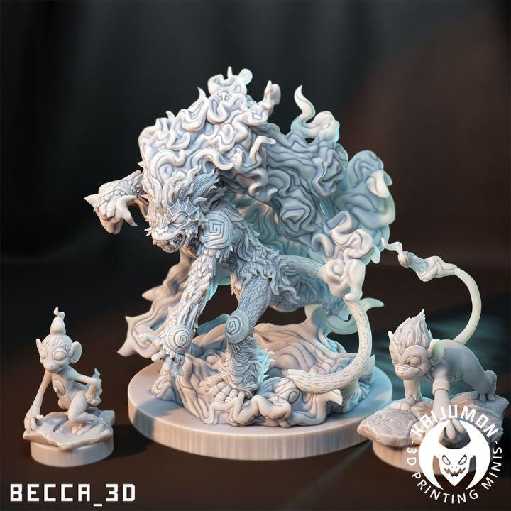 Kaijumon Chimchar, Monferno & Infernape | Resin Miniatures | Pokémon Kaiju Fusion Collectibles