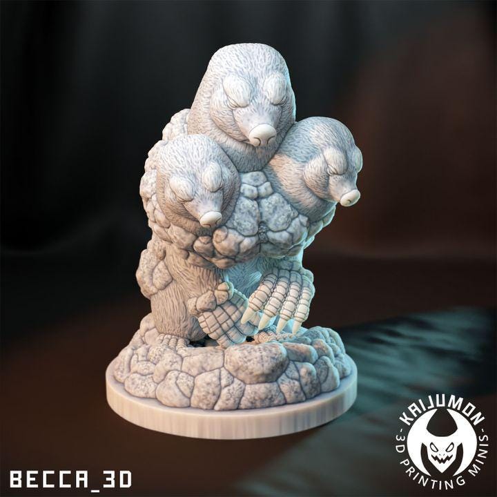 Kaijumon Diglett, Dugtrio, Alolan Diglett & Alolan Dugtrio | 3D Resin Printed Figures | Unpainted Miniatures for Painting, Display, or TTRPG