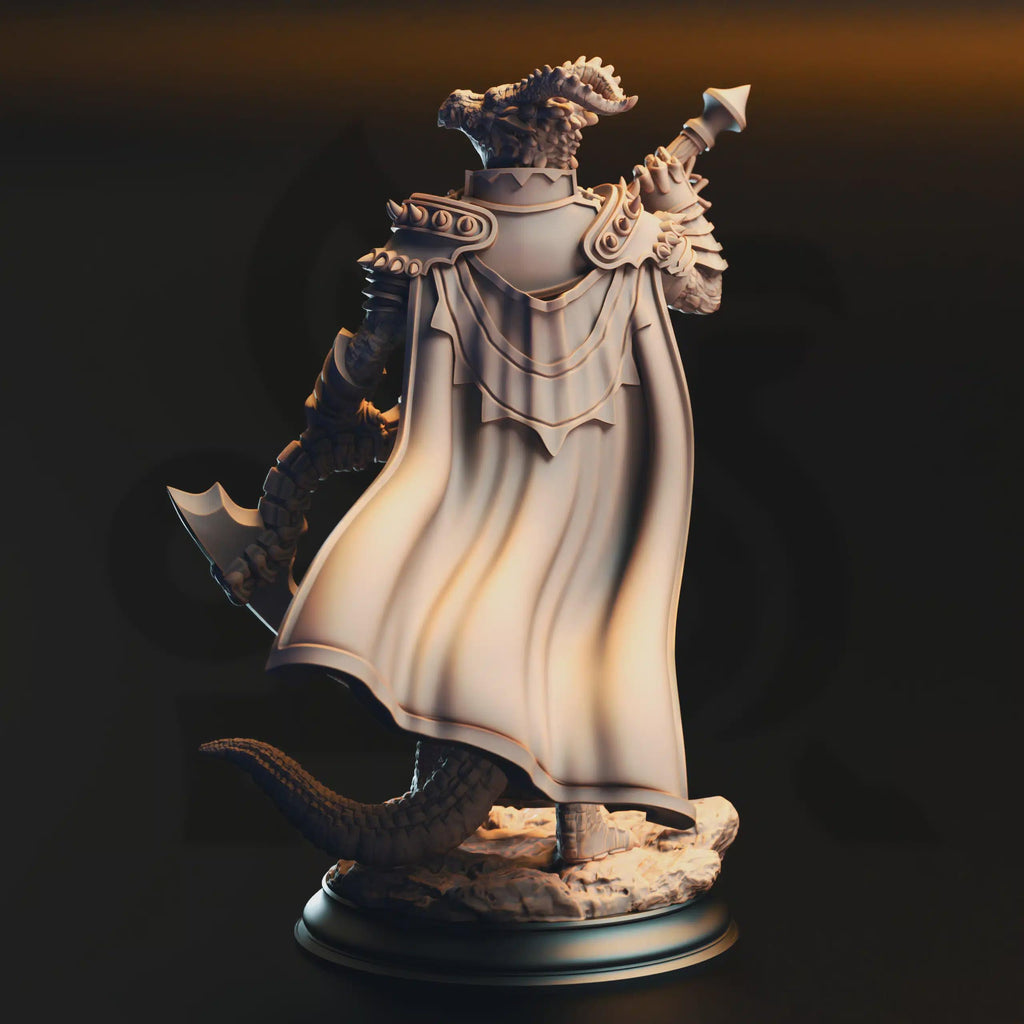 Ilvias the Reaper – Silver Dragonkin Warlock | Fantasy D&D Miniature | Hero, Villain or NPC, Resin Model