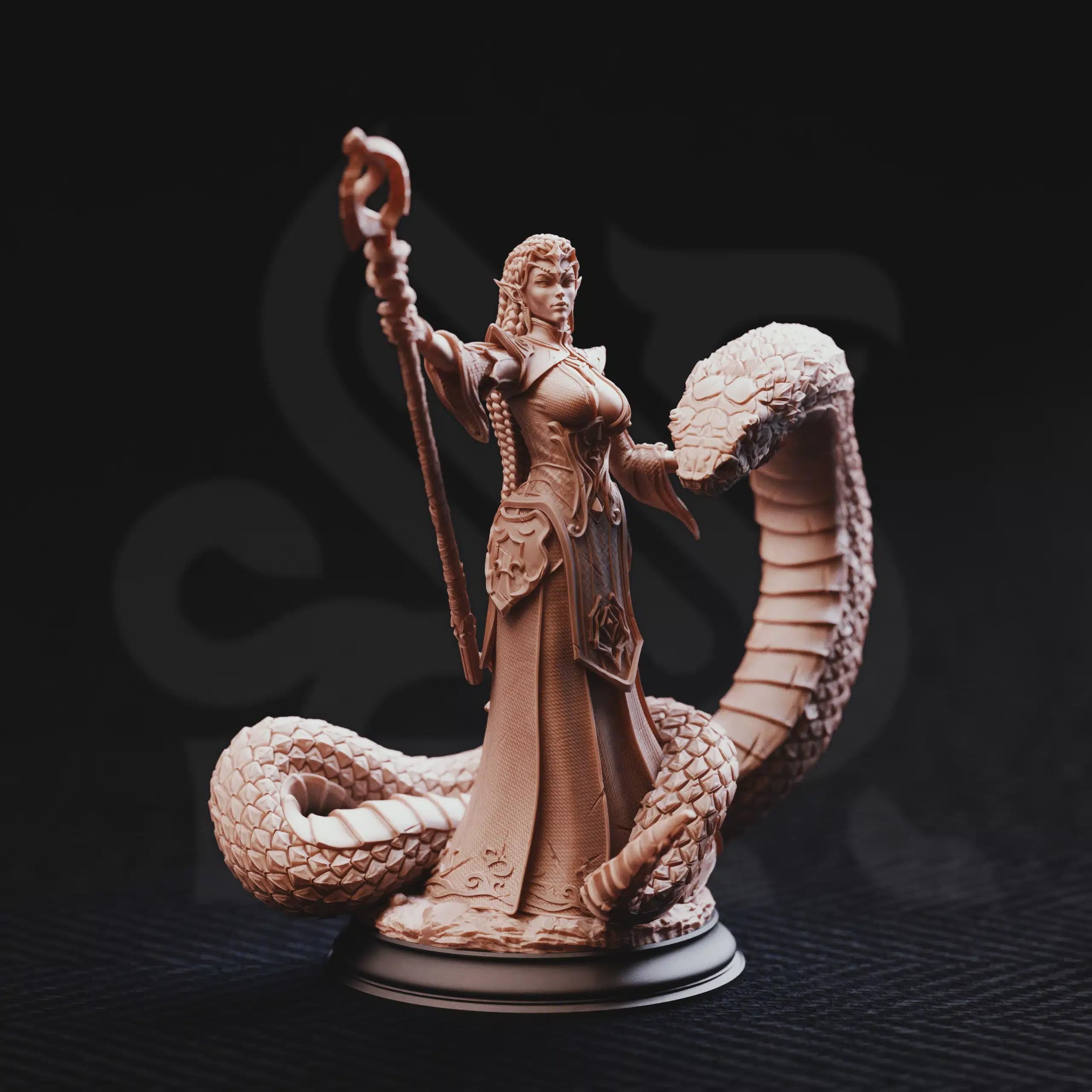 Zarya – Sun Elf Snake Sorceress | Fantasy D&D Miniature | Hero, Villain or NPC, Resin Model