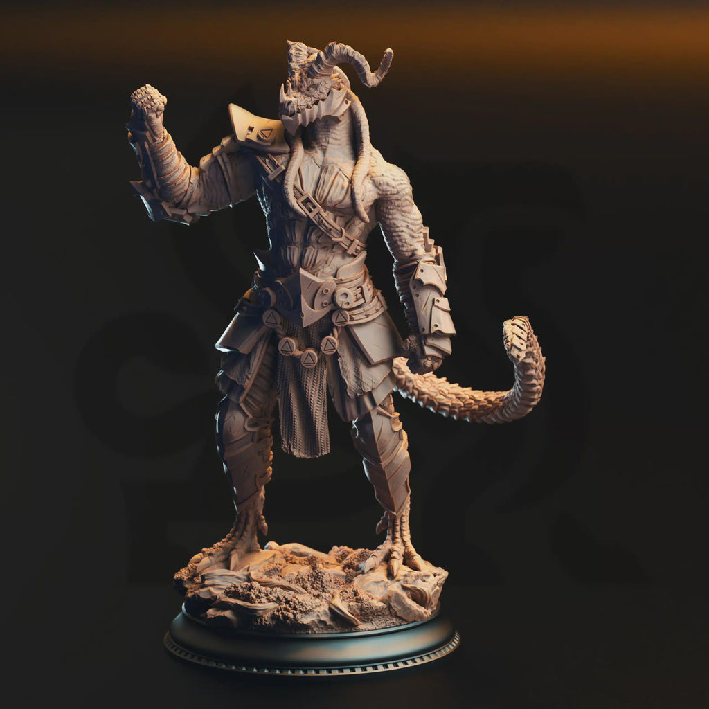 Vaakrin Steeljaw – Black Dragonkin Fighter | Fantasy D&D Miniature | Hero, Villain or NPC, Resin Model
