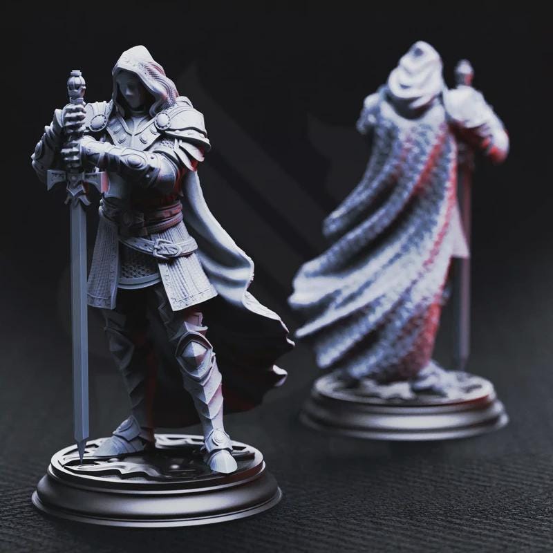 Visage – Faceless Knight | Fantasy D&D Miniature | Hero, Villain or NPC, Resin Model