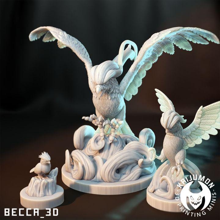 Kaijumon Pidgey, Pidgeotto, Pidgeot & Mega Pidgeot | Resin Miniatures | Pokémon Kaiju Fusion Collectibles