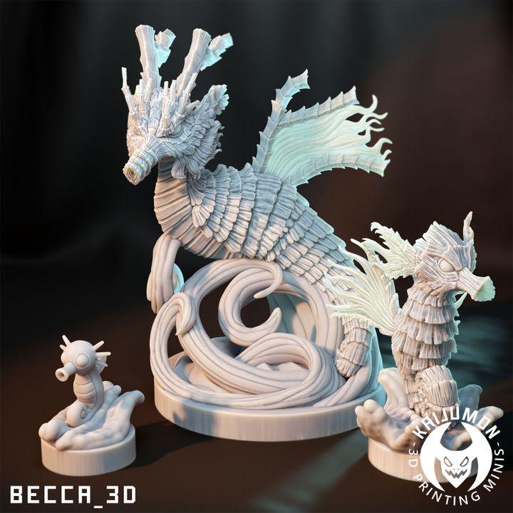 Kaijumon Horsea, Seadra & Kingdra | Resin Miniatures | Pokémon Kaiju Fusion Collectibles