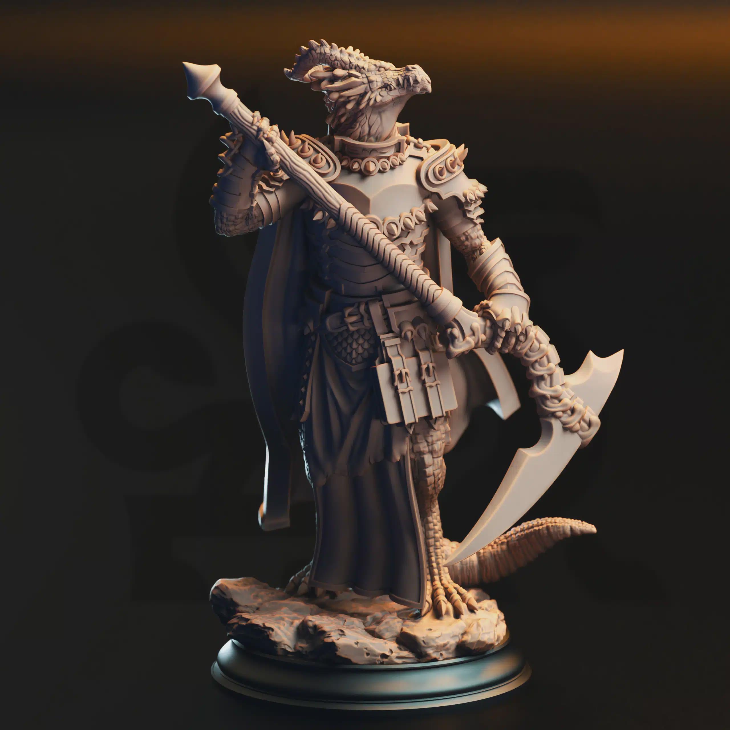 Ilvias the Reaper – Silver Dragonkin Warlock | Fantasy D&D Miniature | Hero, Villain or NPC, Resin Model