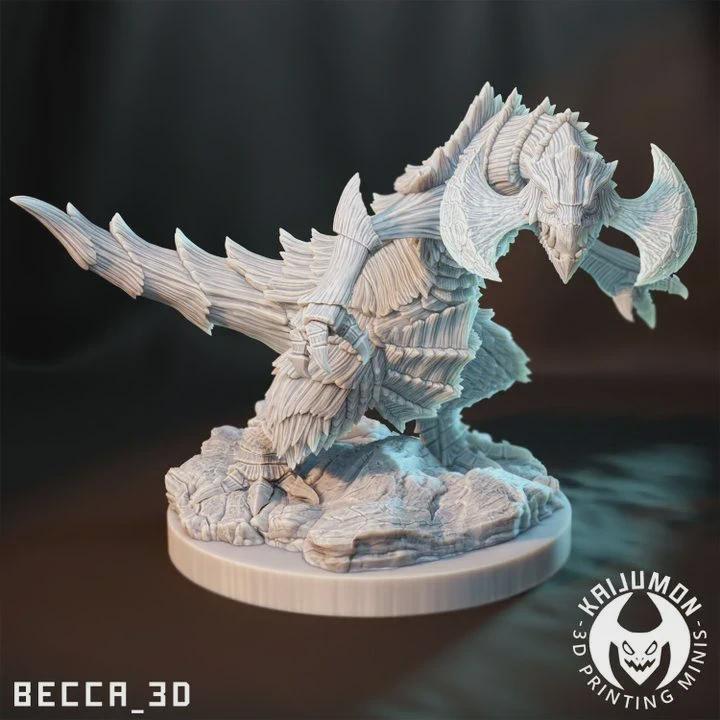 Kaijumon Axew, Fraxure & Haxorus | Resin Miniatures | Pokémon Kaiju Fusion Collectibles