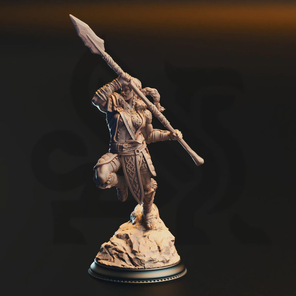 Illyria Spineshatter – Half-Dragon Barbarian | Fantasy D&D Miniature | Hero, Villain or NPC, Resin Model