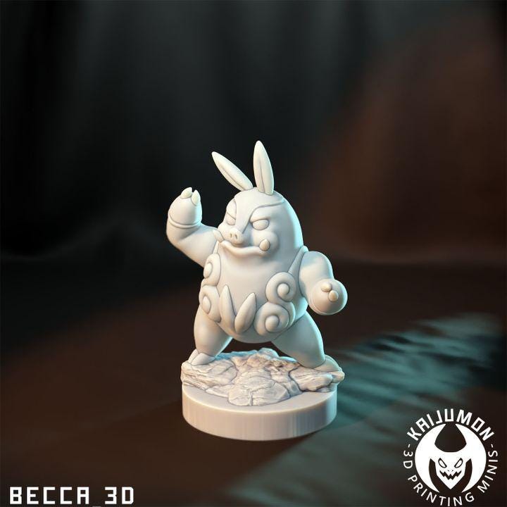 Kaijumon Tepig, Pignite, Emboar & Mega Emboar | Resin Miniatures | Pokémon Kaiju Fusion Collectibles