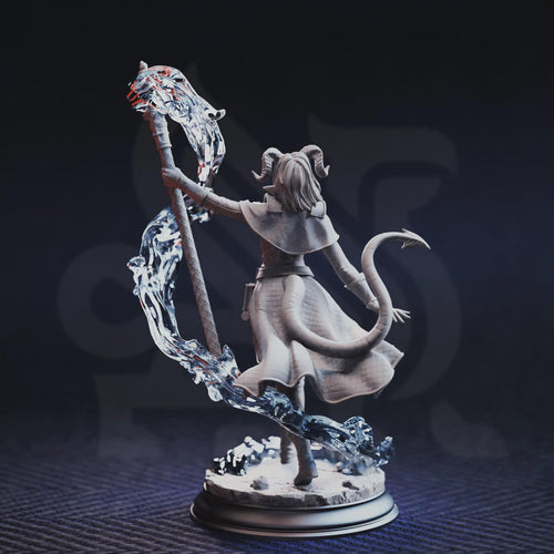 Aria the Faithful – Tiefling Sorceress | Fantasy D&D Miniature | Hero, Villain or NPC, Resin Model