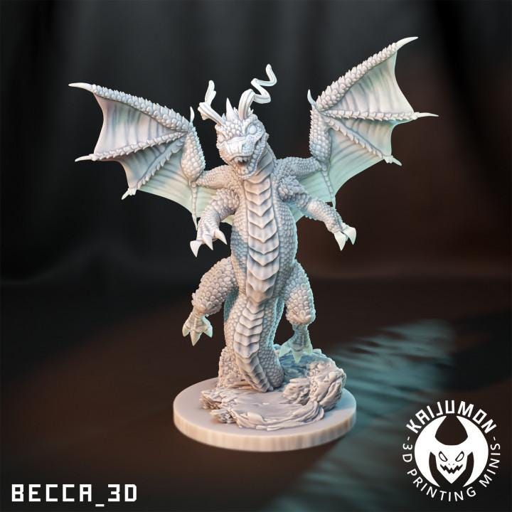Kaijumon Dratini, Dragonair, Dragonite & Mega Dragonite| 3D Resin Printed Figures | Unpainted Miniatures for Painting, Display, or TTRPG