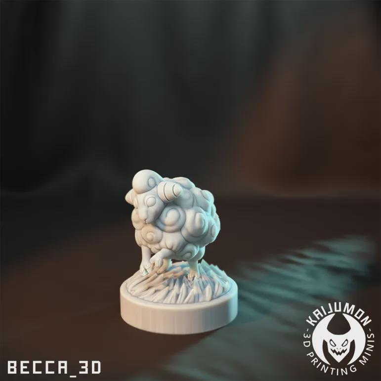 Kaijumon Mareep, Flaffy & Ampharos | Resin Miniatures | Pokémon Kaiju Fusion Collectibles