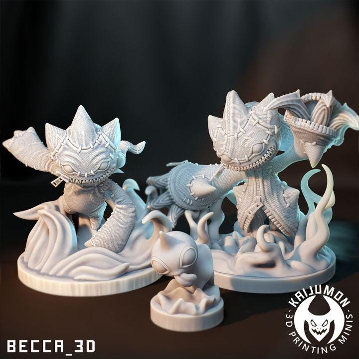 Kaijumon Shuppet, Banette & Mega Banette | Resin Miniatures | Pokémon Kaiju Fusion Collectibles