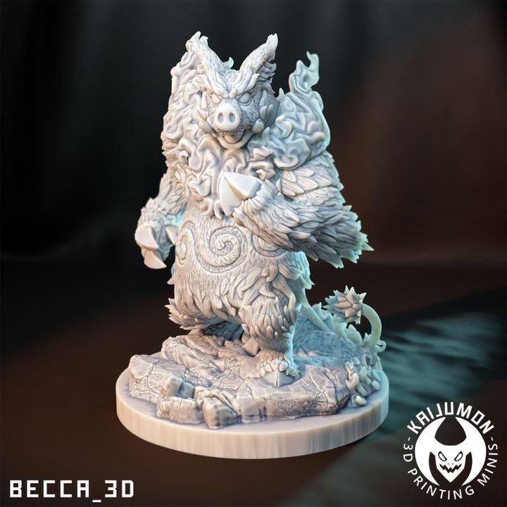 Kaijumon Tepig, Pignite, Emboar & Mega Emboar | Resin Miniatures | Pokémon Kaiju Fusion Collectibles