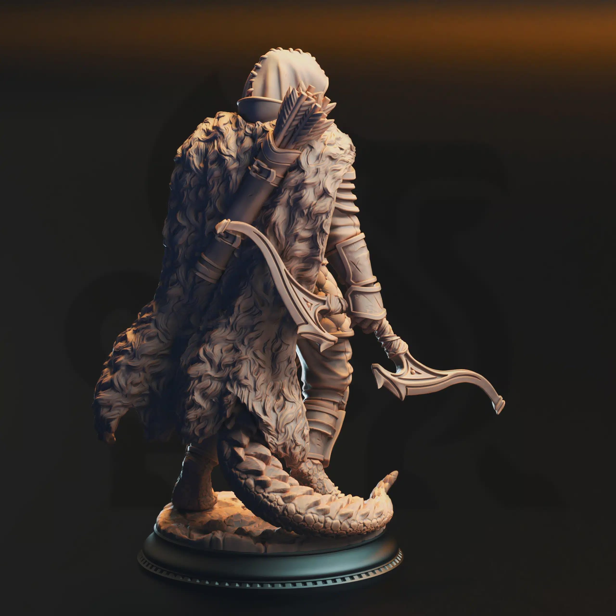 Gelzik Pad-Foot – Black Dragonkin Ranger | Fantasy D&D Miniature | Hero, Villain or NPC, Resin Model