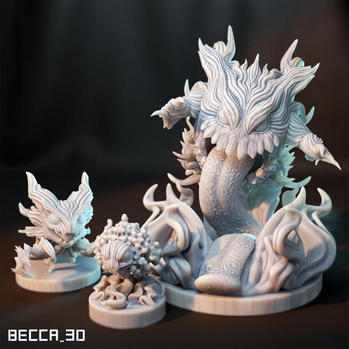Kaijumon – Gastly, Haunter, Gengar, Mega Gengar & GMAX Gengar | Resin Miniatures | Pokémon Kaiju Fusion Collectibles