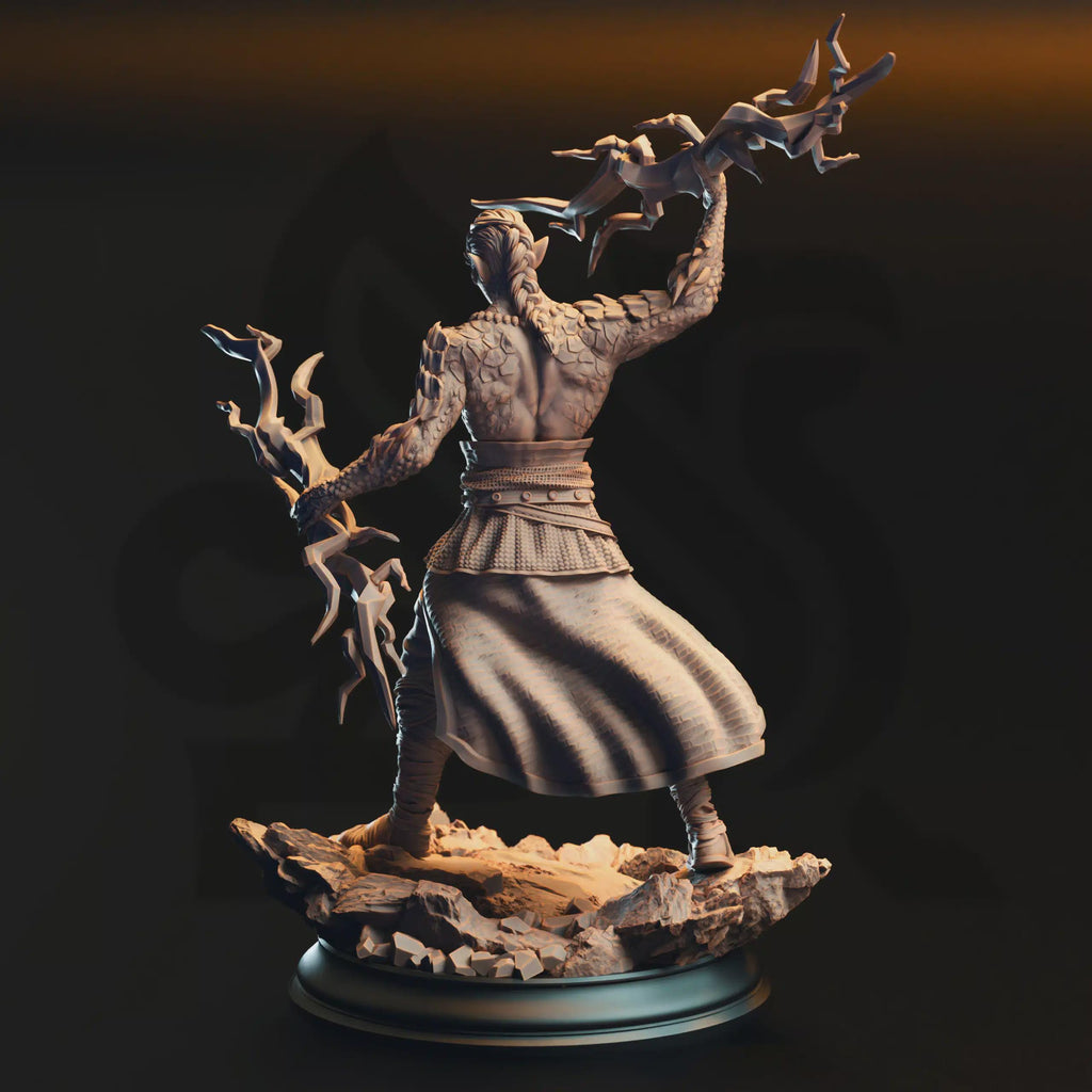 Styrax Thunderscale – Half-Dragon Sorcerer | Fantasy D&D Miniature | Hero, Villain or NPC, Resin Model