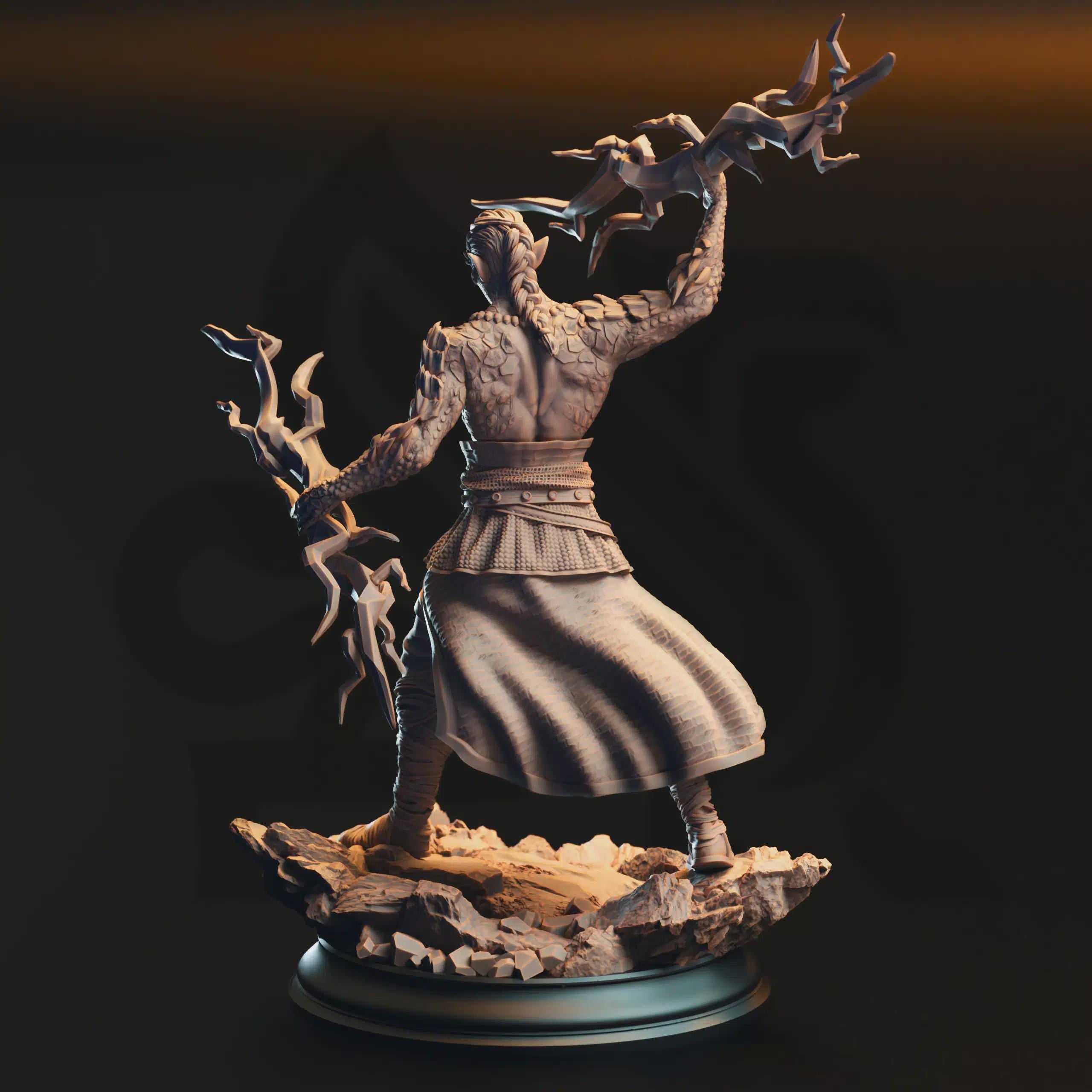 Styrax Thunderscale – Half-Dragon Sorcerer | Fantasy D&D Miniature | Hero, Villain or NPC, Resin Model