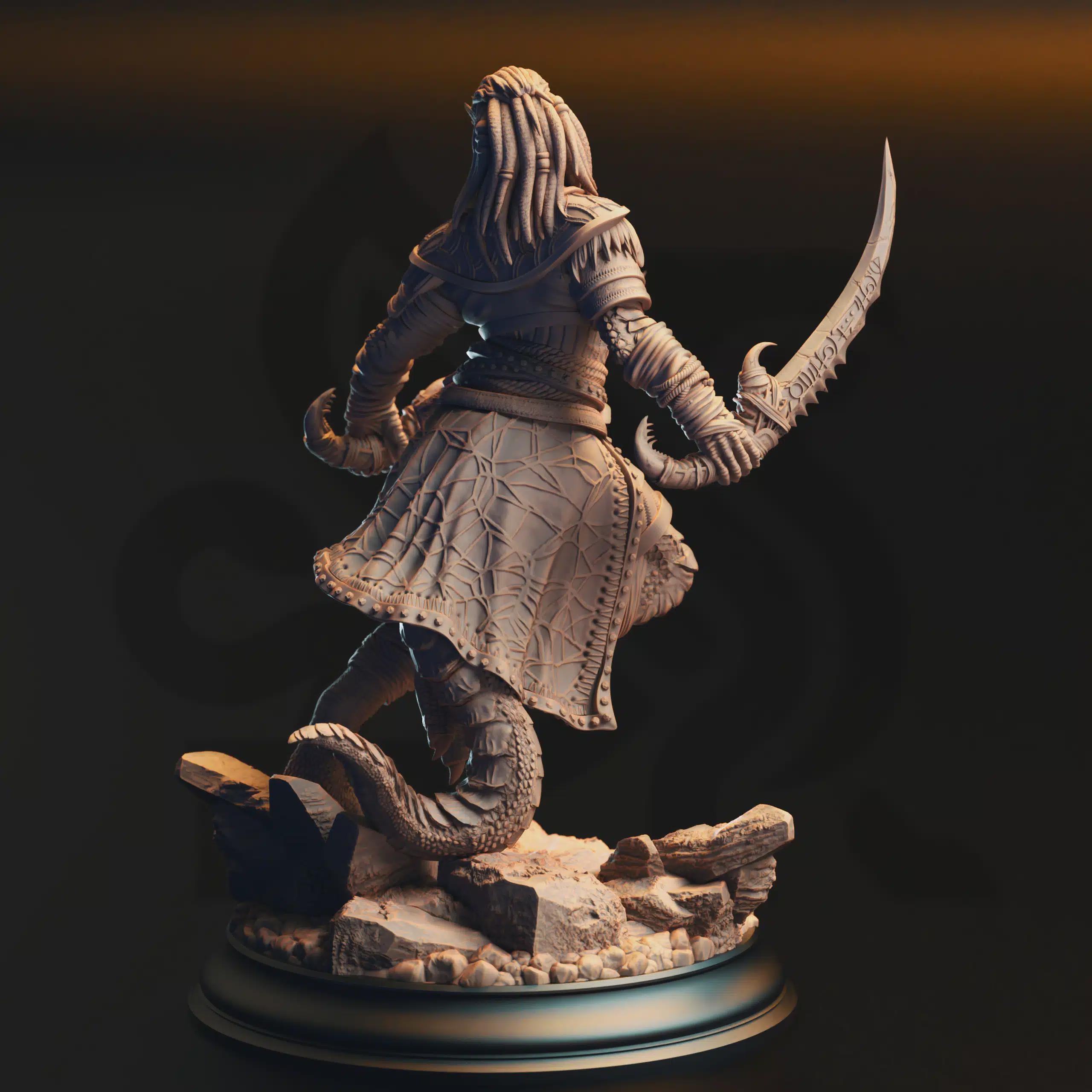Kijaa Shadowblade – Black Dragonkin Rogue | Fantasy D&D Miniature | Hero, Villain or NPC, Resin Model