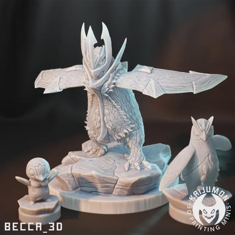 Kaijumon Piplup, Prinplup & Empoleon | Resin Miniatures | Pokémon Kaiju Fusion Collectibles