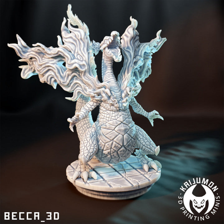 Kaijumon Charmander, Charmeleon, Charizard, GMAX Charizard & Mega Y/X Charizard | Resin Miniatures | Pokémon Kaiju Fusion Collectibles
