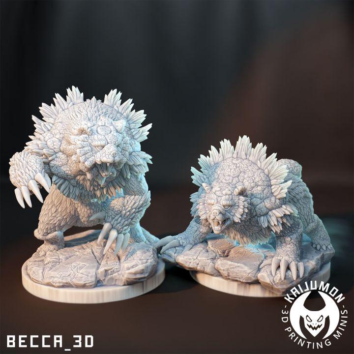 Kaijumon – Teddiursa, Ursaring, Bloodmoon & Luna Ursaring | Resin Miniatures | Pokémon Kaiju Fusion Collectibles