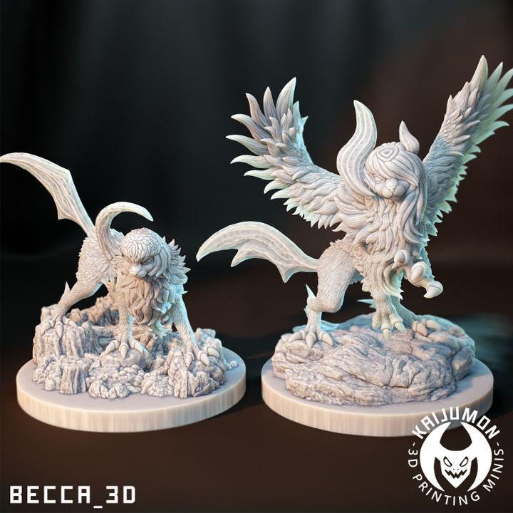 Kaijumon Absol & Mega Absol | Resin Miniatures | Pokémon Kaiju Fusion Collectibles
