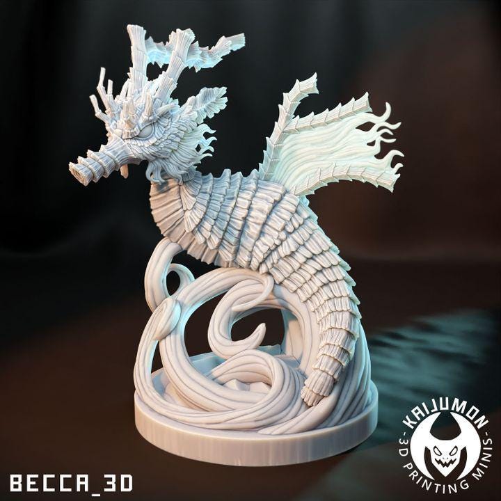 Kaijumon Horsea, Seadra & Kingdra | Resin Miniatures | Pokémon Kaiju Fusion Collectibles