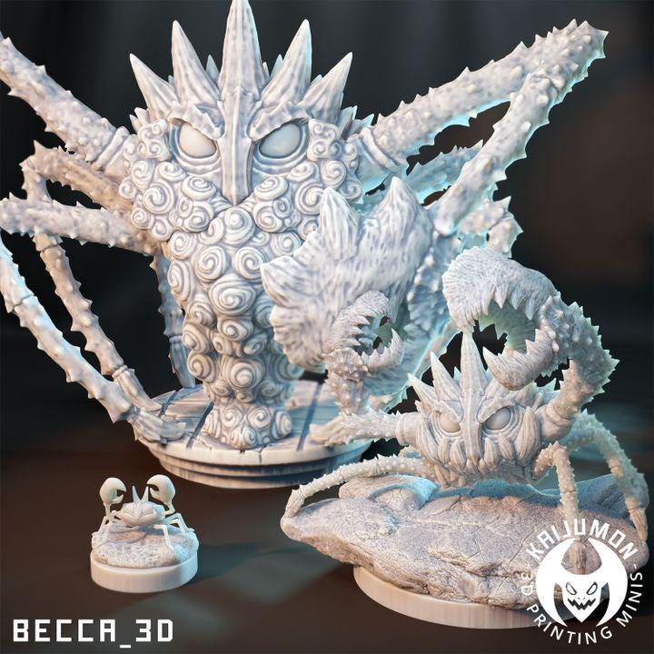 Kaijumon Krabby, Kingler & GMAX Kingler | Resin Miniatures | Pokémon Kaiju Fusion Collectibles