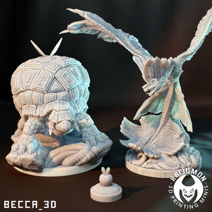 Kaijumon Evolution Line – Applin, Dipplin, Appletun, Flapple & Hydrapple | 3D Resin Printed Figures