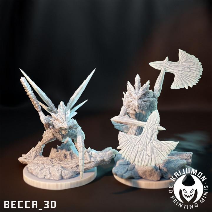 Kaijumon Scyther, Scizor, Kleavor & Mega Scizor | Resin Miniatures | Pokémon Kaiju Fusion Collectibles