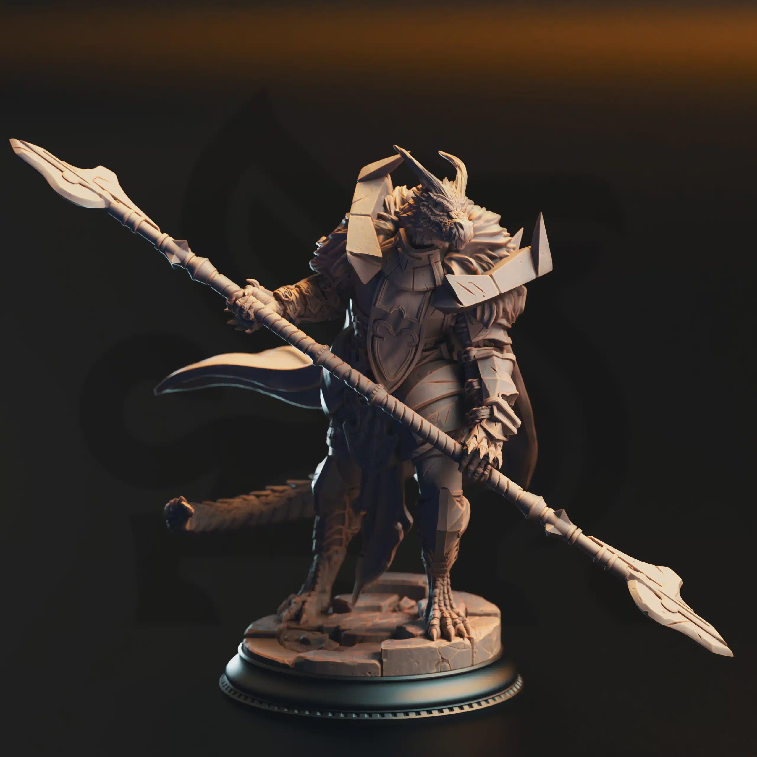 Apokris the Resolute – Silver Dragonkin Paladin | Fantasy D&D Miniature | Hero, Villain or NPC, Resin Model