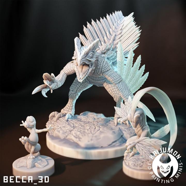 Kaijumon Treeco, Grovyle, Sceptile & Mega Sceptile | Resin Miniatures | Pokémon Kaiju Fusion Collectibles