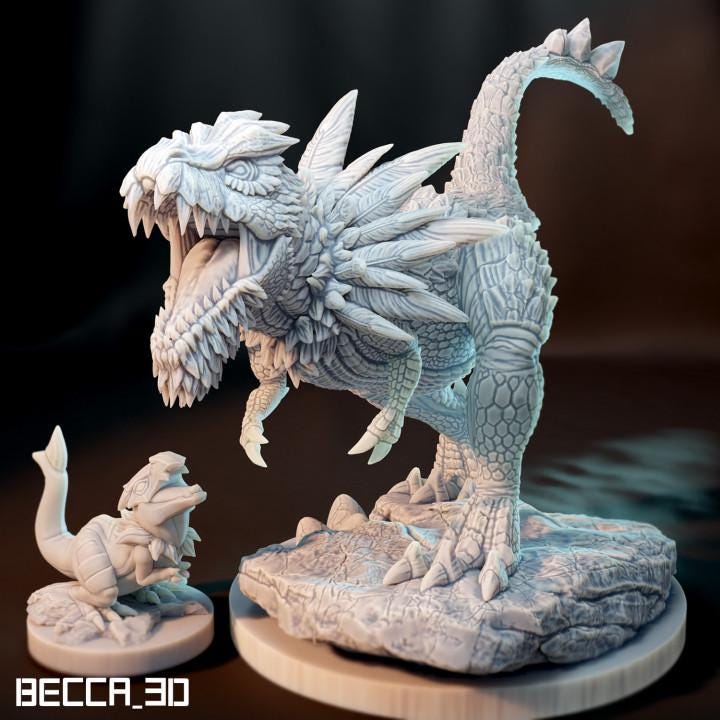 Kaijumon Tyrunt & Tyrantrum | Resin Miniatures | Pokémon Kaiju Fusion Collectibles