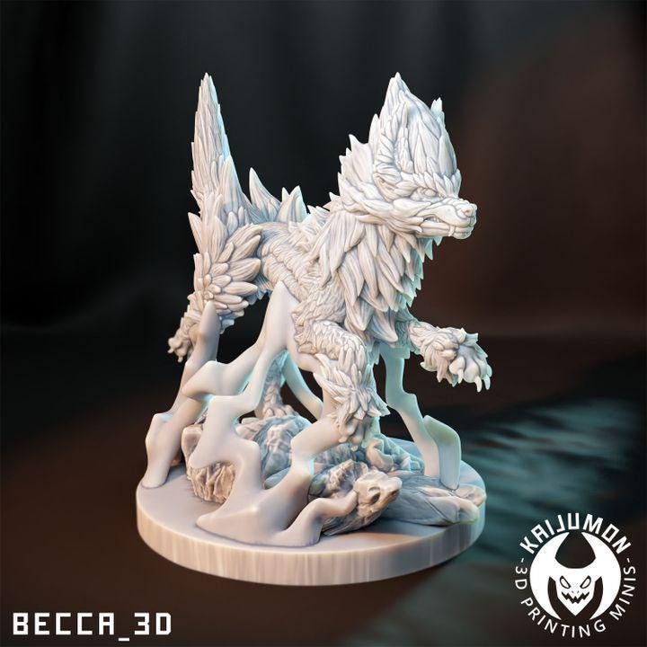 Kaijumon Electrike, Manectric & Mega Manectric | 3D Resin Printed Figures | Unpainted Miniatures for Painting, Display, or TTRPG
