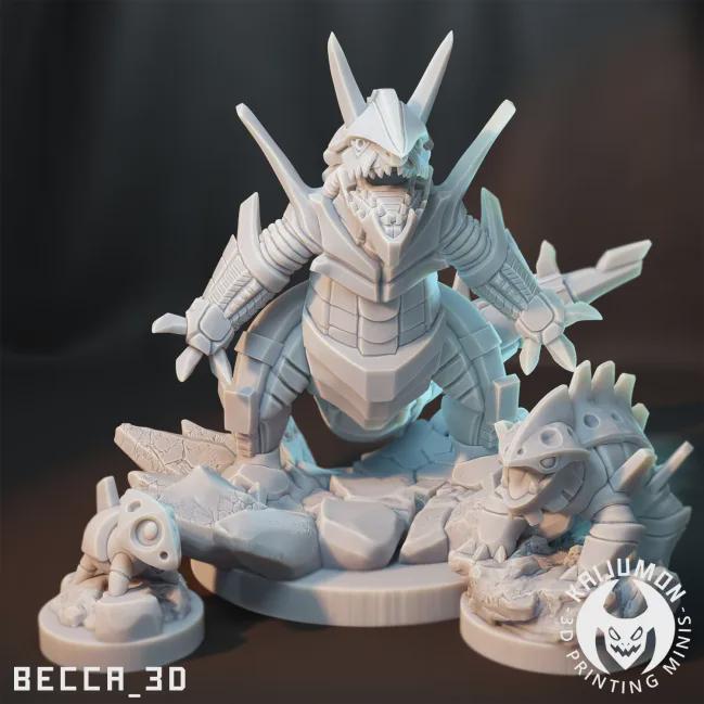 Kaijumon Aron, Lairon & Aggron | Resin Miniatures | Pokémon Kaiju Fusion Collectibles