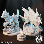 Kaijumon Electrike, Manectric & Mega Manectric | 3D Resin Printed Figures | Unpainted Miniatures for Painting, Display, or TTRPG
