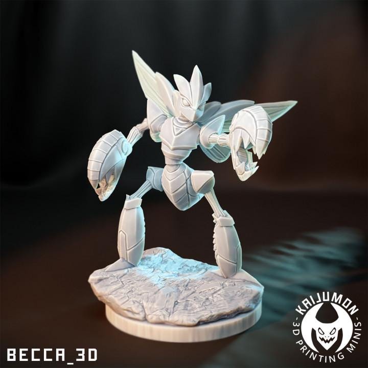Kaijumon Scyther, Scizor, Kleavor & Mega Scizor | Resin Miniatures | Pokémon Kaiju Fusion Collectibles
