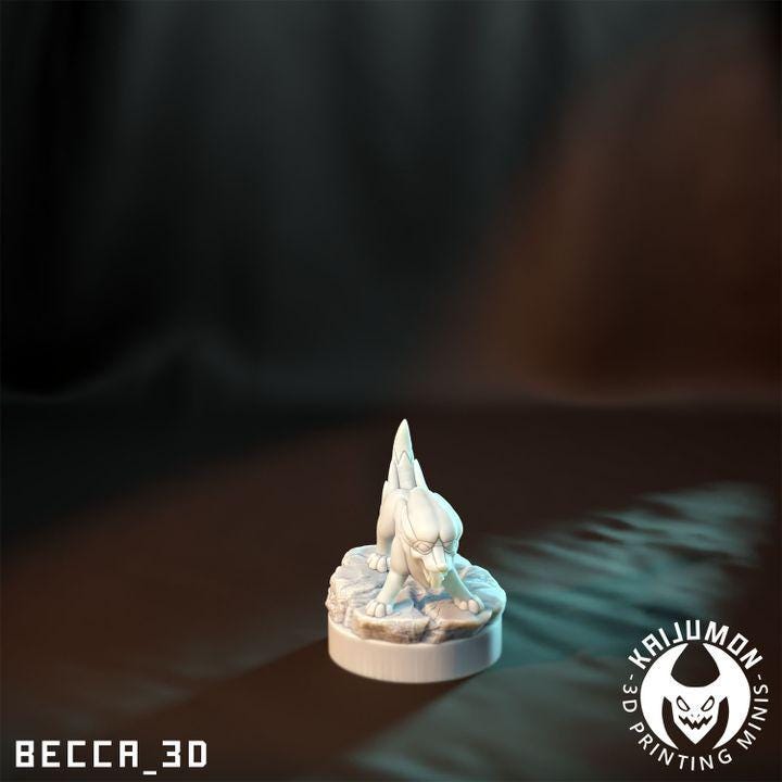 Kaijumon Electrike, Manectric & Mega Manectric | 3D Resin Printed Figures | Unpainted Miniatures for Painting, Display, or TTRPG
