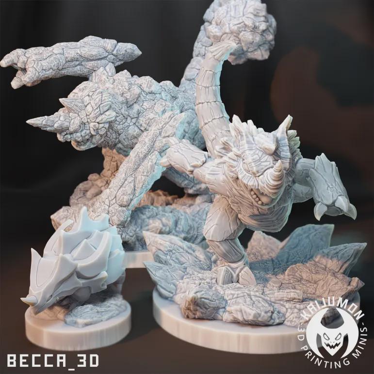 Kaijumon Rhyhorn, Rhydon & Rhyperior | Resin Miniatures | Pokémon Kaiju Fusion Collectibles