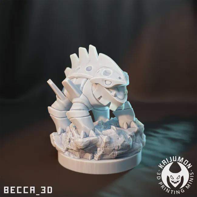 Kaijumon Aron, Lairon & Aggron | Resin Miniatures | Pokémon Kaiju Fusion Collectibles