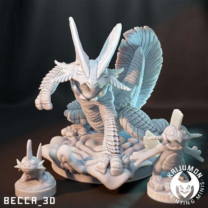 Kaijumon Mudkip, Marshtomp, Swampert & Mega Swampert | Resin Miniatures | Pokémon Kaiju Fusion Collectibles