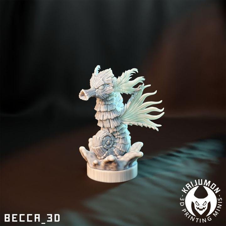 Kaijumon Horsea, Seadra & Kingdra | Resin Miniatures | Pokémon Kaiju Fusion Collectibles