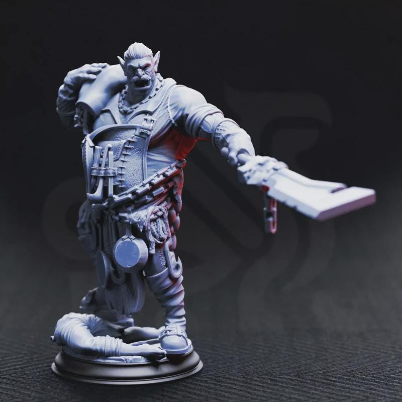 Gunthrak Destraz – Half-Orc Vampire Chef | Fantasy D&D Miniature | Hero, Villain or NPC, Resin Model