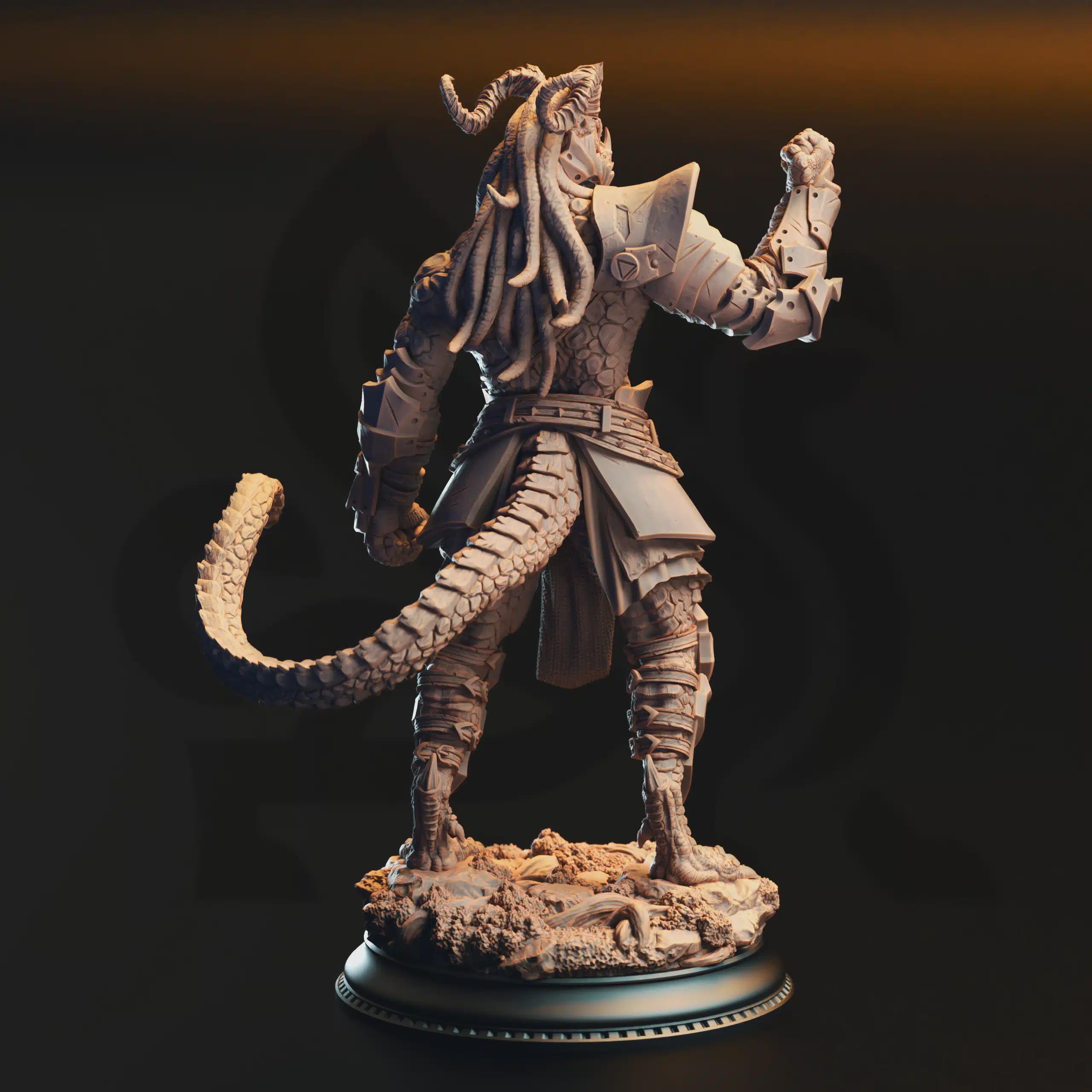 Vaakrin Steeljaw – Black Dragonkin Fighter | Fantasy D&D Miniature | Hero, Villain or NPC, Resin Model
