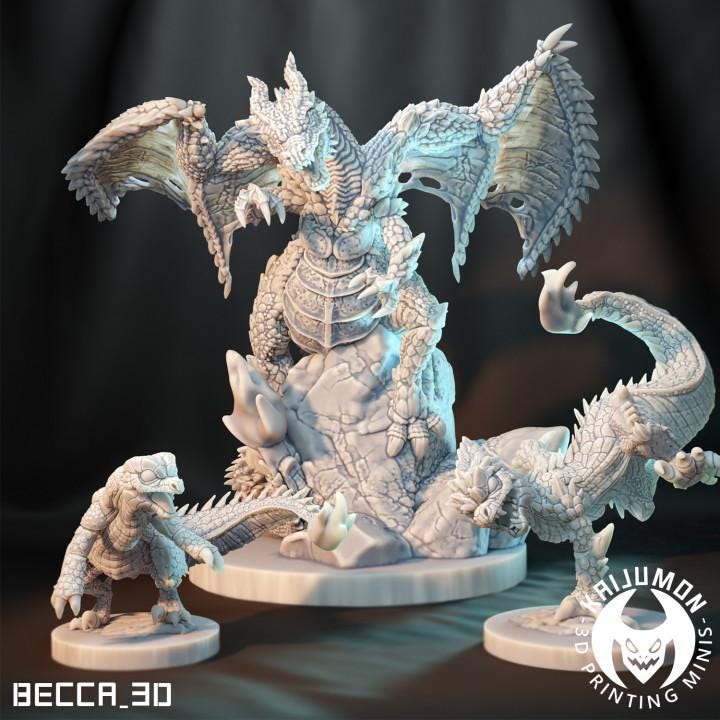 Kaijumon Charmander, Charmeleon, Charizard, GMAX Charizard & Mega Y/X Charizard | Resin Miniatures | Pokémon Kaiju Fusion Collectibles