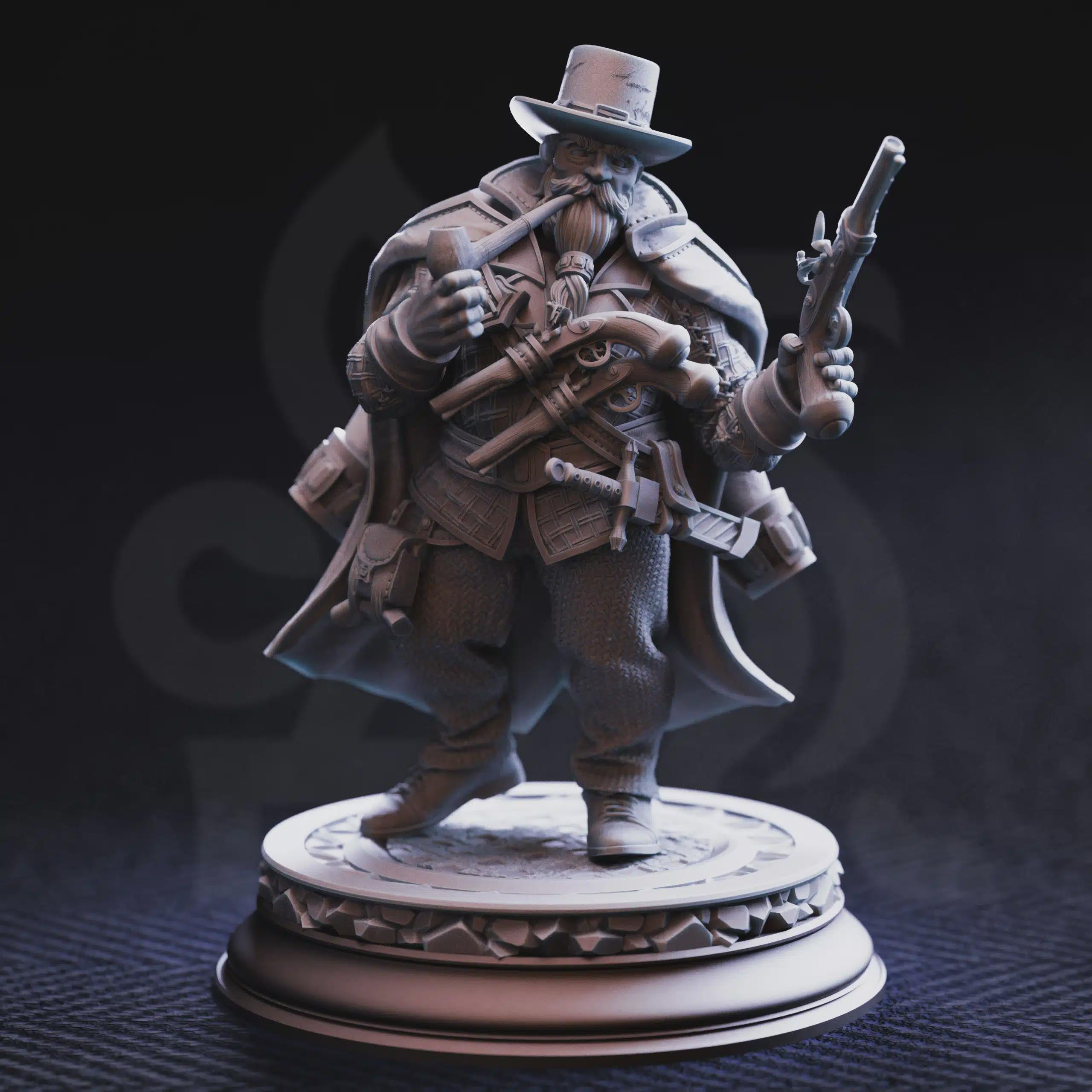 Torgrik “Tall Hat” -Dwarven Gunslinging Gangster | Fantasy D&D Miniature | Hero, Villain or NPC, Resin Model