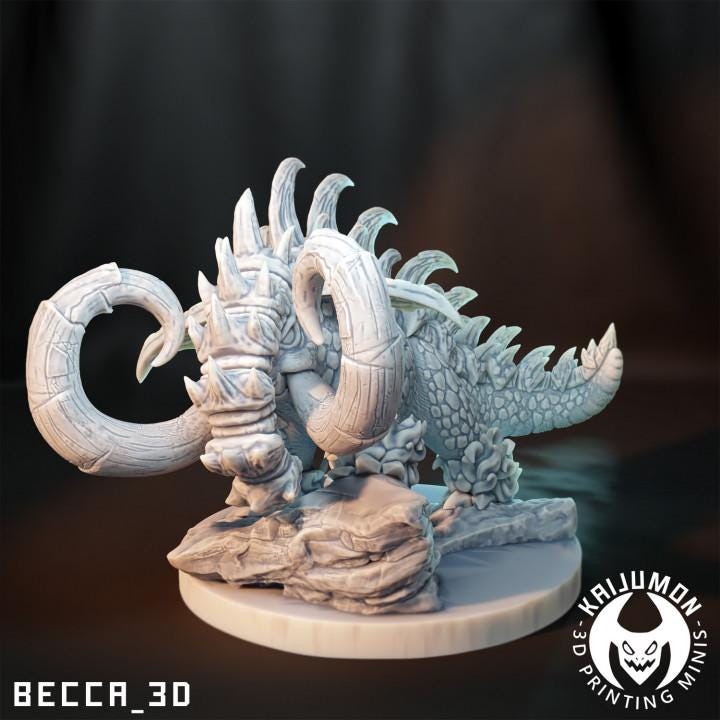 Kaijumon  Phanpy, Donphan, Great Tusk &amp; Iron Treads | Resin Miniatures | Pokémon Kaiju Fusion Collectibles