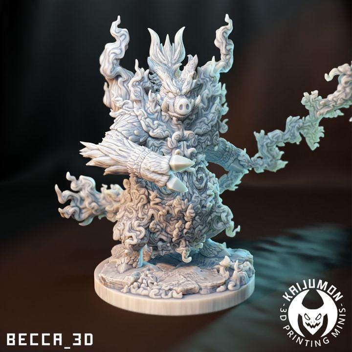 Kaijumon Tepig, Pignite, Emboar & Mega Emboar | Resin Miniatures | Pokémon Kaiju Fusion Collectibles