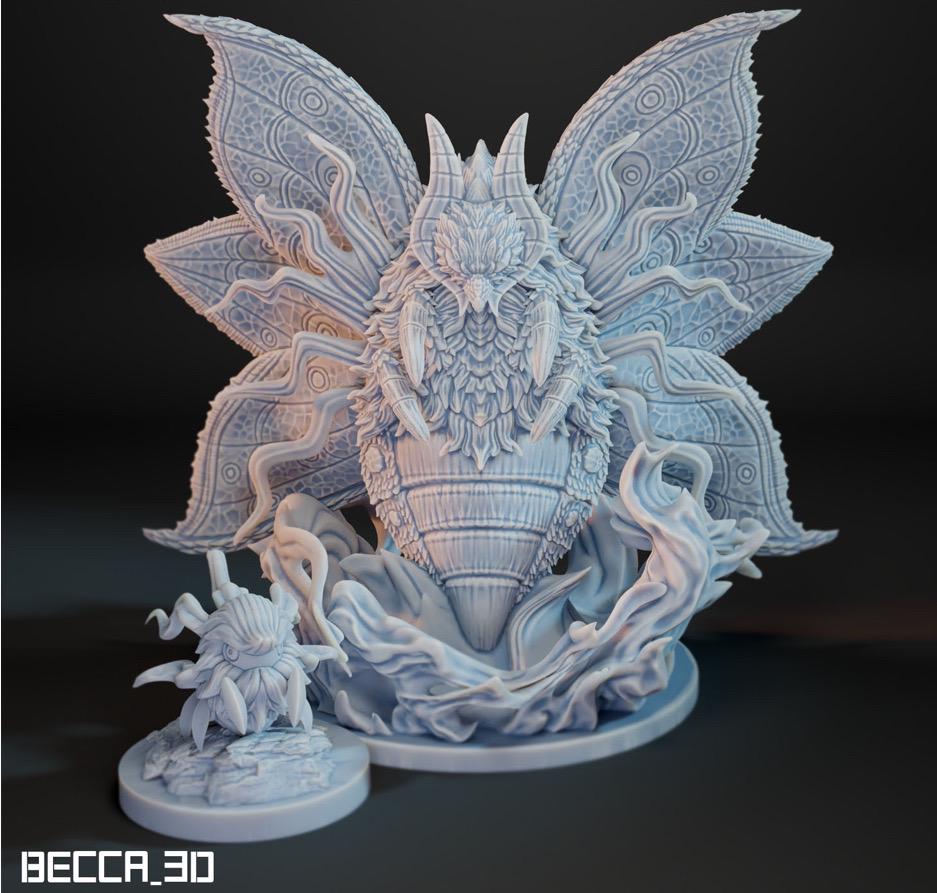 Kaijumon Larvesta & Volcarona | Resin Miniatures | Pokémon Kaiju Fusion Collectibles